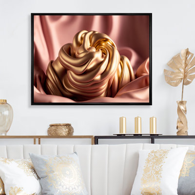 Luscious liquide or en rose et taupe VII - reproduction sur toile