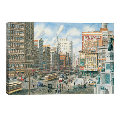 Detroit Looking North On Woodward by Stanton Manolakas - Print on Canvas