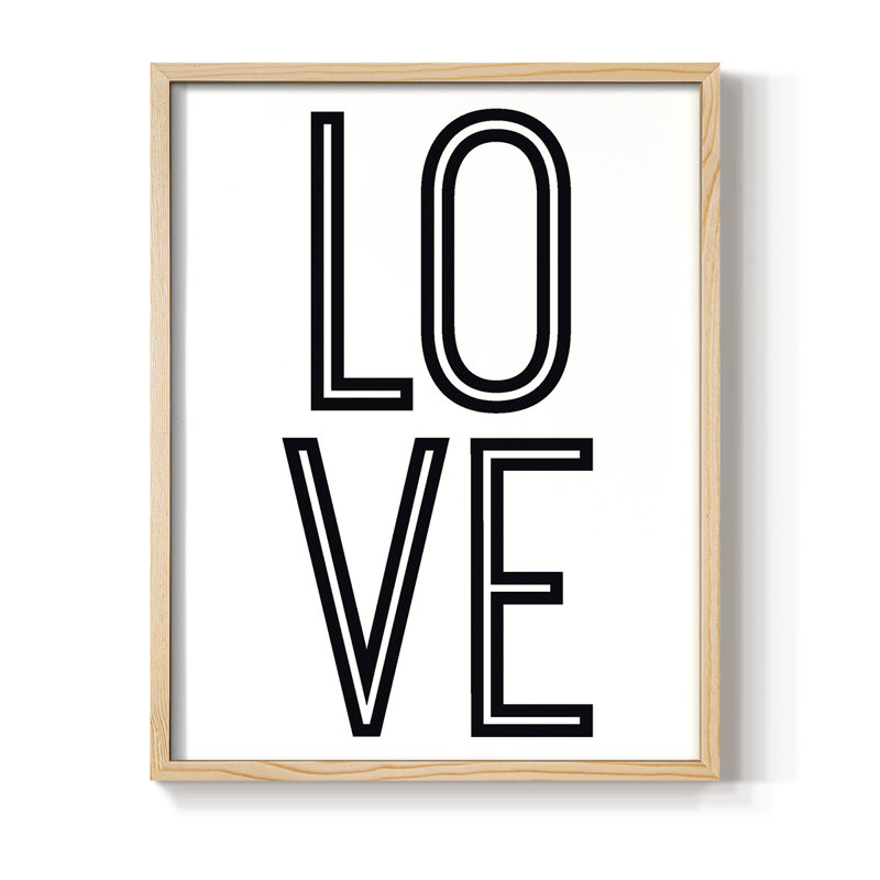 «Bold Love II», reproduction encadrée - bois massif, Naturel, 11" H x 9" W