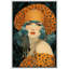 "Elegance Fashion Orange Polka Dot Hat Lady Portrait Girl's Art", reproduction d'art sur toile encadrée-107907460-107907467