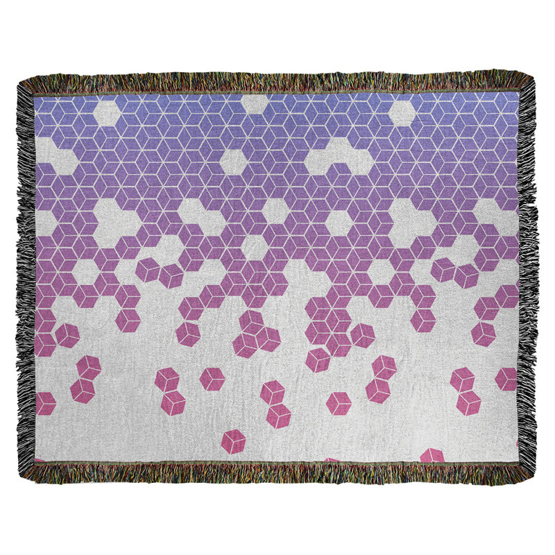 Couverture en coton tissé Katelyn Elizabeth, l 60 po x L 80 po, Bleu / rose