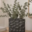 Posy Decorative Block Vase with Hammered Texture, Black Aluminum 12 Inch