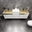 Meuble-lavabo mural blanc brillant de 104 po avec lavabo en acier doré Lux