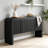 62.2'' Rustic Wave-Pattern Console Table With 4 Doors & Adjustable Shelf, Curved Sofa Table For Living Room, Foyer & Hallway-1837761692