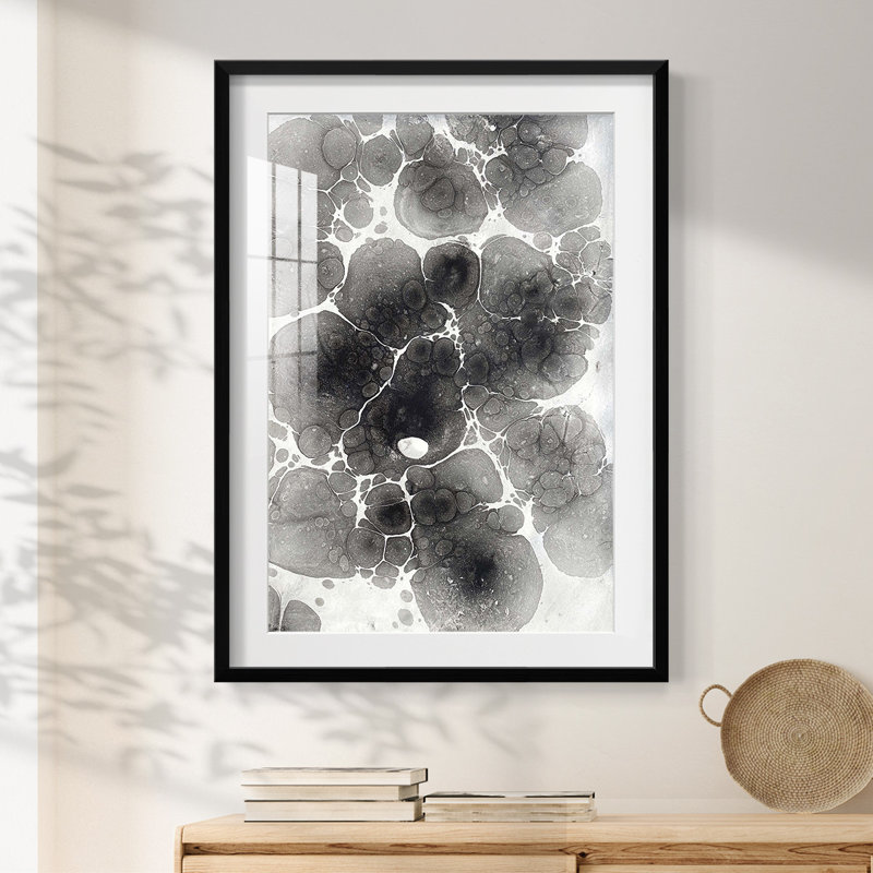 Marbling XIV -Framed Print, 28.5" H x 20.5" W, Black