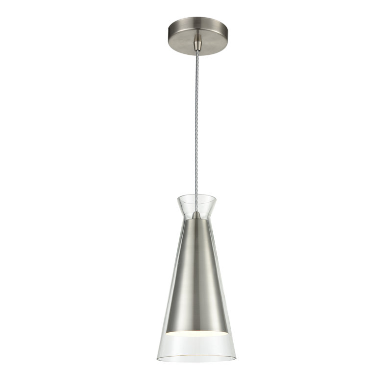Amaia 1 - Light Cone Pendant, Satin Nickel/Clear