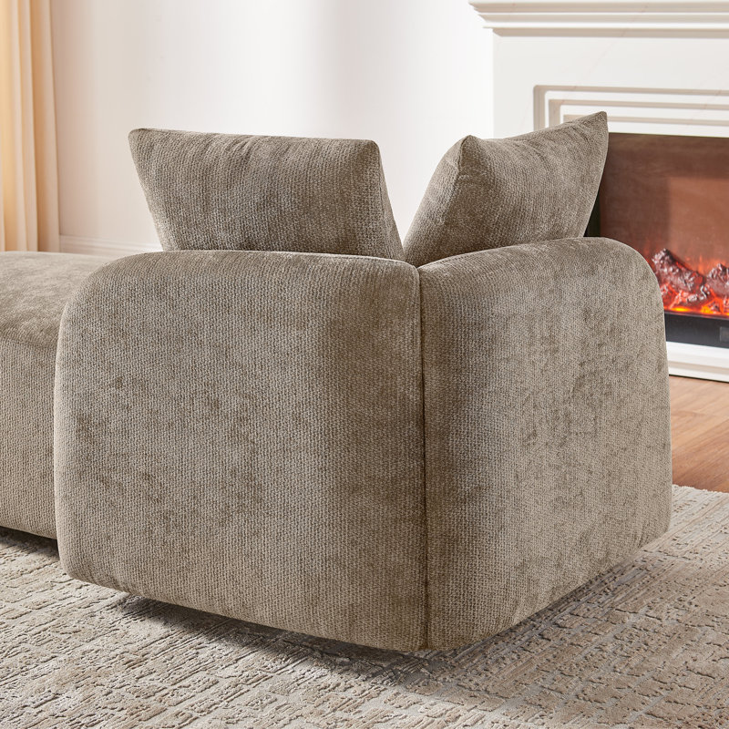 Chaise longue moderne rembourrée avec deux coussins amovibles, Brun