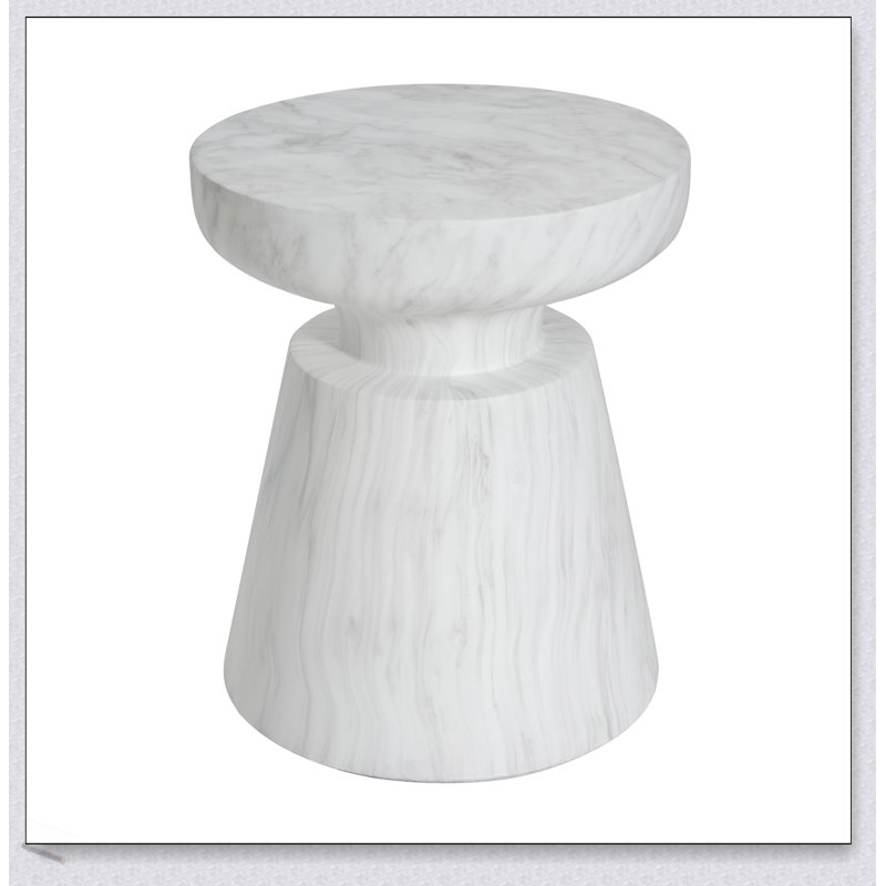 Versatile Outdoor Ponti Travertine Side Table, Lightweight Concrete, Elegant Pedestal Base, Multi-Functional Design For Indoor And Outdoor Use
