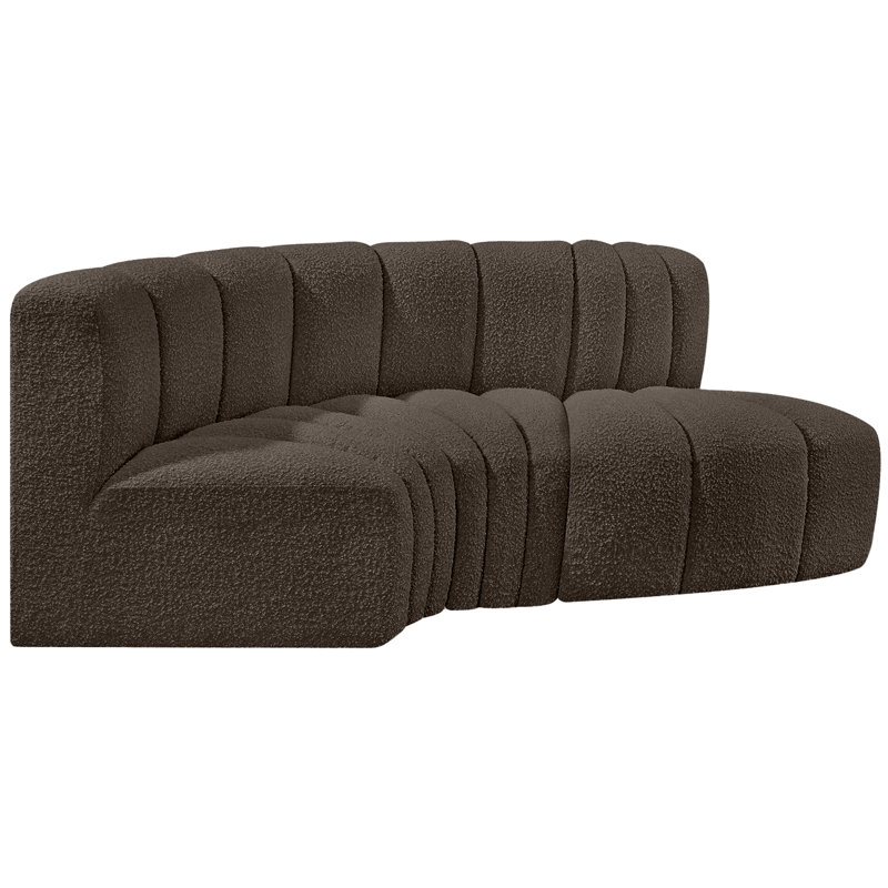 Hubertus Upholstered Curved Sectional Reversible, Brown Boucle Fabric