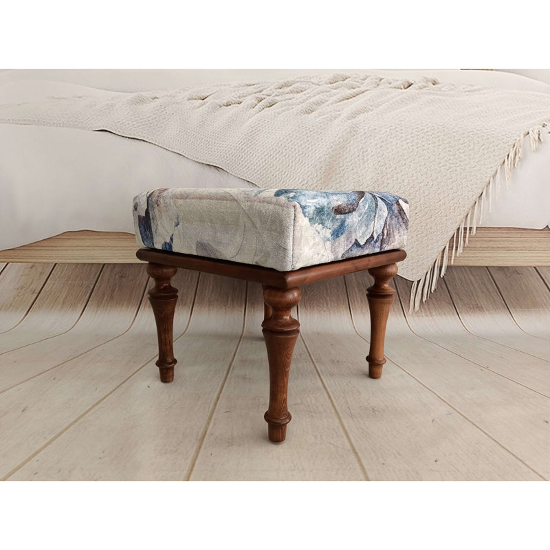 Blue Square Footstool Bench