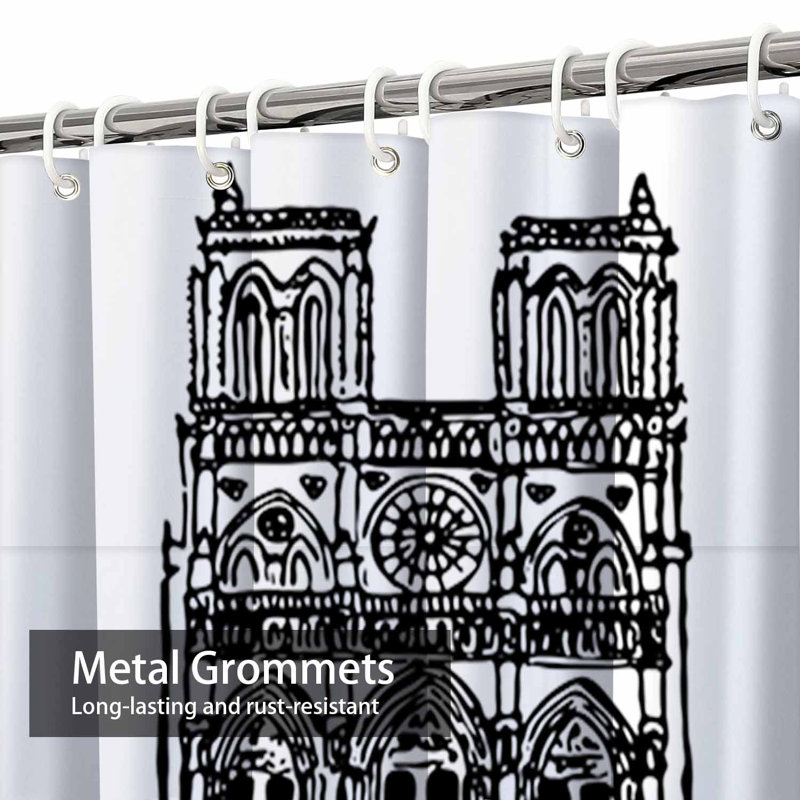 Rideau de douche cathédrale avec 12 crochets, L 72 po x l 72 po