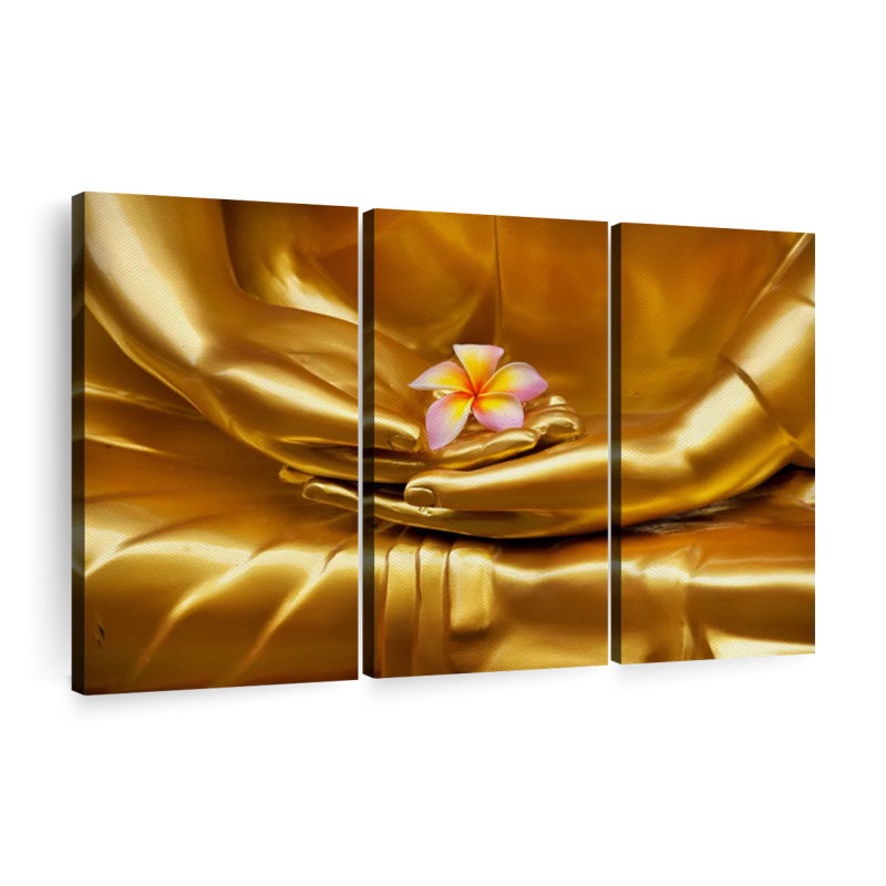 "Bouddha et frangipanier" sur toile, H 24 po x l 38 po x P 1,25 po