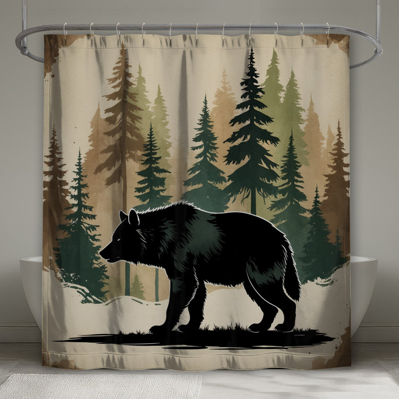 Silhouette de l'ours dans les rideaux de douche très longs, L 70 po x H 93 po