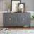 Wood Console Table with  Circular Groove Design Round Metal Door Handle-703385583