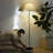 Squiggle 62" Modern LED Floor Lamp with Wavy Black Metal Base and Ivory Empire Shade, Bulb Included-98278479