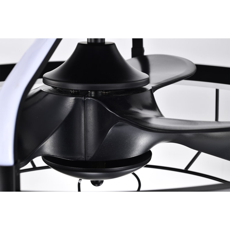 24.87'' Ceiling Fan with LED Lights, Matte Black