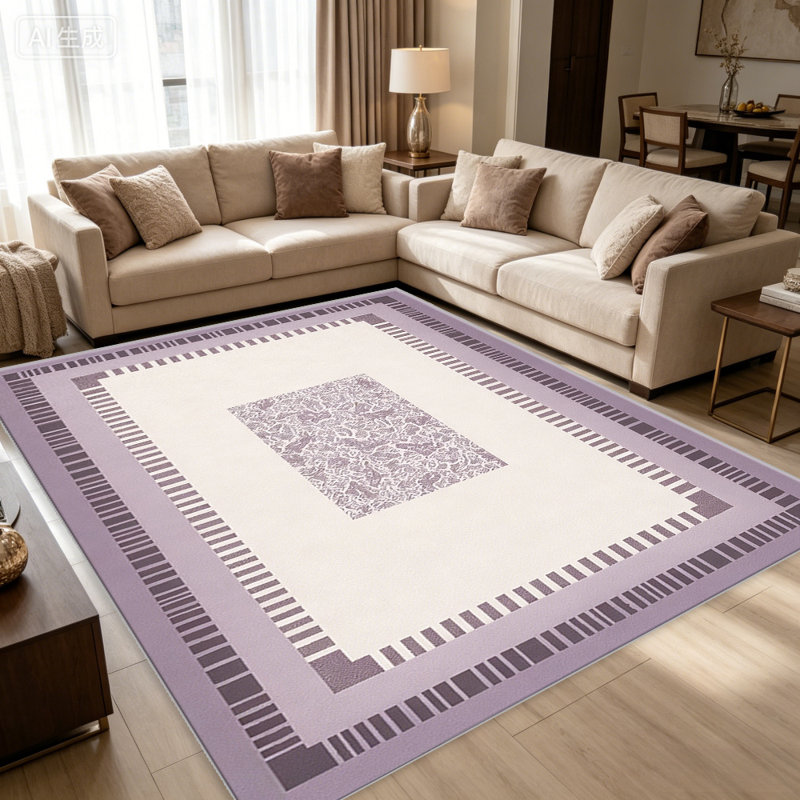 Purple Striped Border carpet-easy to clean, machine-washable, soft and comfortable; suitable for door mats, kitchens, living rooms, bedrooms, corridors, and laundry areas. Easy to clean, durable carpet for home decoration.