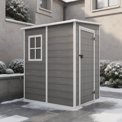 4ft X 5ft Lean To Garden Storage Shed With Window, Ventilation & Lockable Door  Durable Weather-resistant Outdoor Storage With Plastic Roof