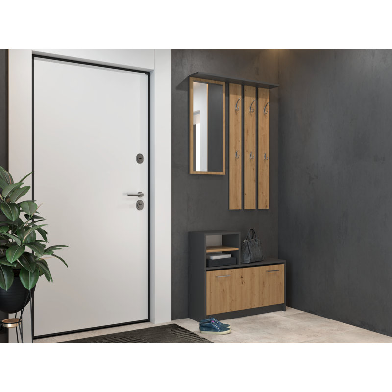 Centreville Hall Tree with Bench and Shoe Storage, Anthracite/Artisan