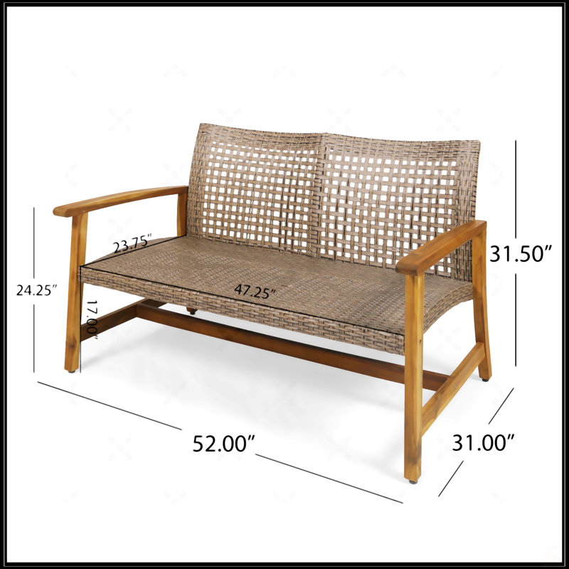 Causeuse Wood + Wicker, Gris naturel