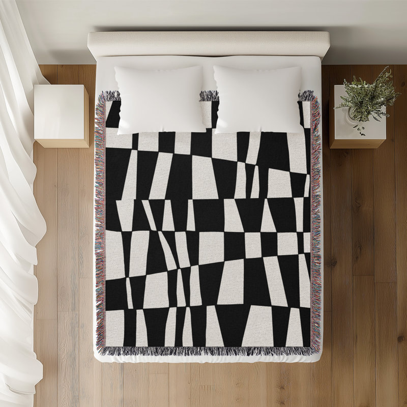 Jeté en coton Colette, 50 x 60, Noir