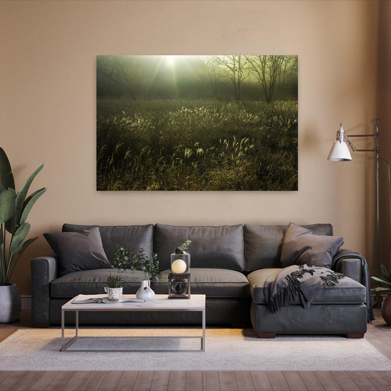 Art mural abstrait contemporain «Autumn Whisper», H 40 po x l 60 po