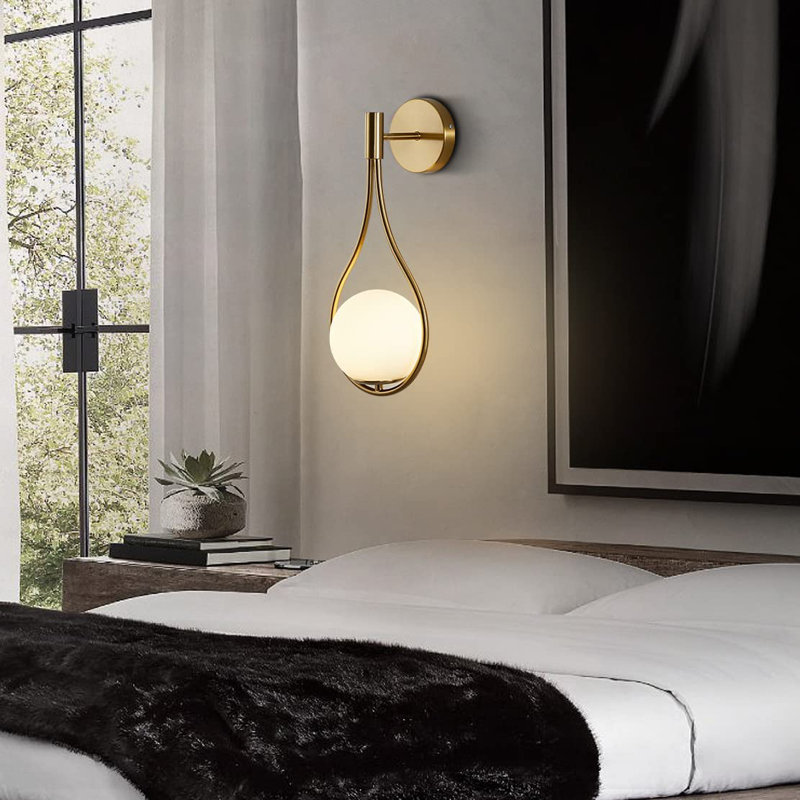 Soeren 1-Light Gold Globe Teardrop Wall Sconce