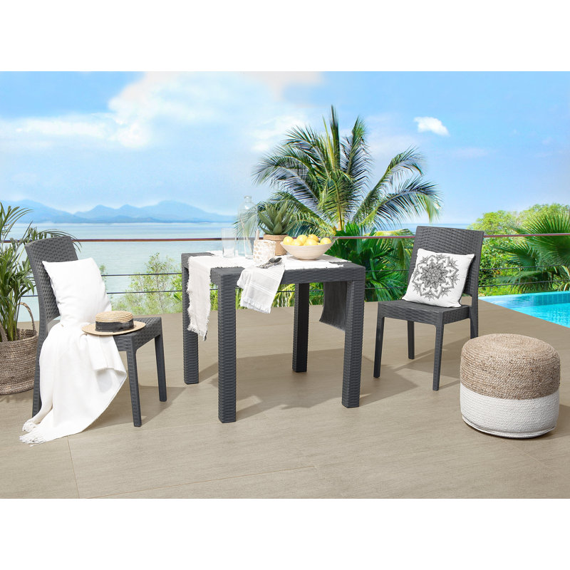 Ezmerelda Rectangular Outdoor Dining Table With Umbrella Hole , 80cm cm W 80cm cm D, Dark Grey
