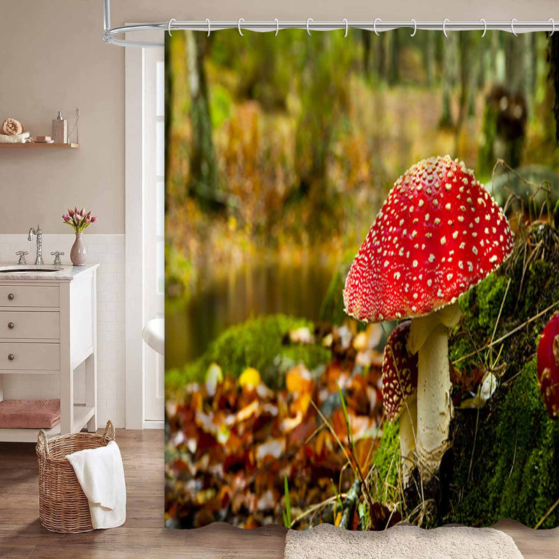 Rideau de douche avec 12 crochets Nature Forest, L 72 po x l 84 po