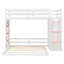 Structure de lit superposé en bois en forme de L avec fenêtre décorative, tablettes de rangement intégrées et escalier-1414964604-1414964603