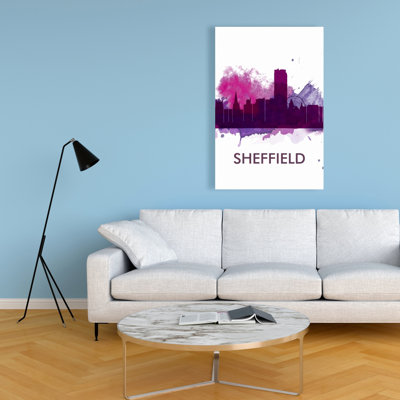 Sheffield City Color Splash Silhouette Canvas | Home Decor