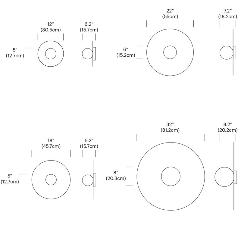 Bola Flush Disc, H 6,2 po x l 12 po x P 12 po, Bronze industriel