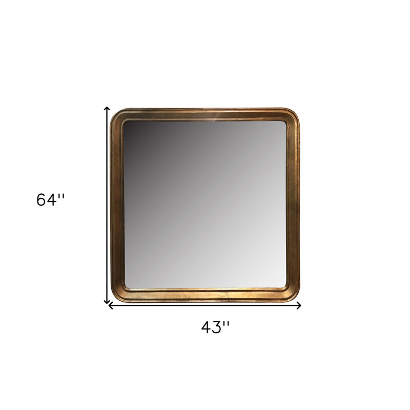 Brass Framed Square Mirror, 64" x 64"
