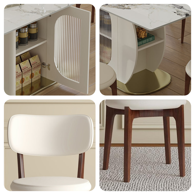 Ensemble de table de salle à manger moderne 63 pièces avec rangement 63 po - Comprend 6 chaises en polyuréthane