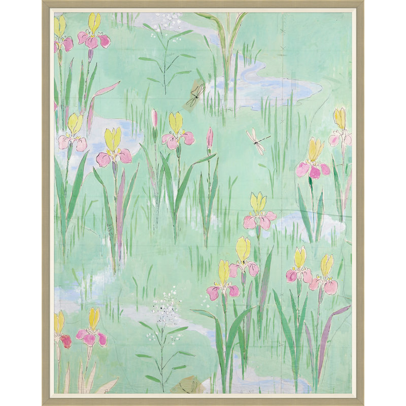 Fleur Vertes 2 Print by Paule Marrot, 54" H x 43" W x 1.25" D, Silver Framed