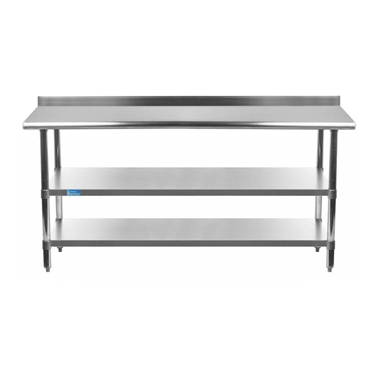 Amgood 18 in. x 60 in. Stainless Steel Table with Shelf, Metal