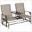 Outdoor Glider Bench With Center Table, Metal Frame Patio Loveseat With Breathable Mesh Fabric And Armrests For Backyard Garden Porch-1752172728