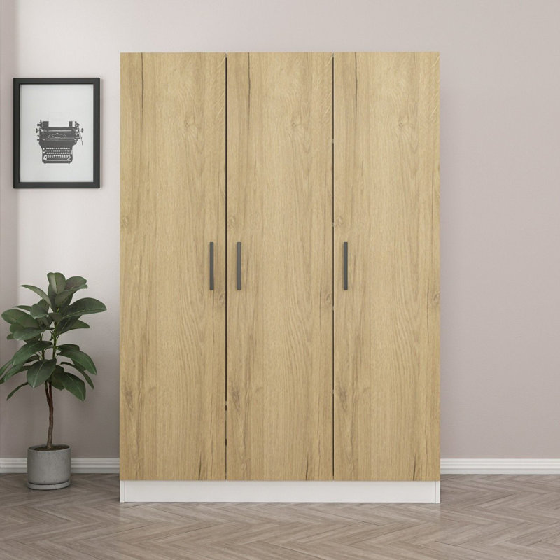 Elegant Walnut Wardrobe, 53.1 x 74.8 x 20.5 Inches | 100% Melamine Coated Particle Board, Thickness: 0.7 Inches | Traditional Solid Color Design, Perfect for Organizing Clothes & Accessories in Style