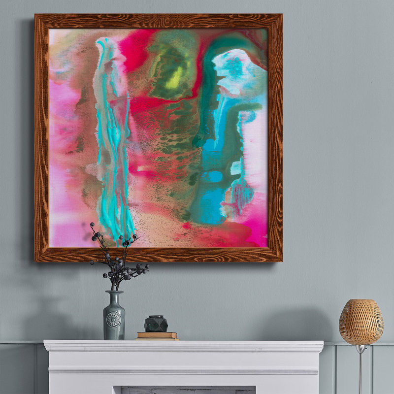 «Tropical Whimsy Arrangement», peinture sur toile encadrée, H 17 po x l 17 po x P 1,5 po, Érable encadré