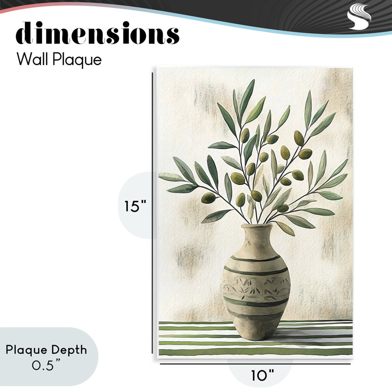 Plaque murale Vase of Olive Branches, design by Creative Studio, 15 x 10