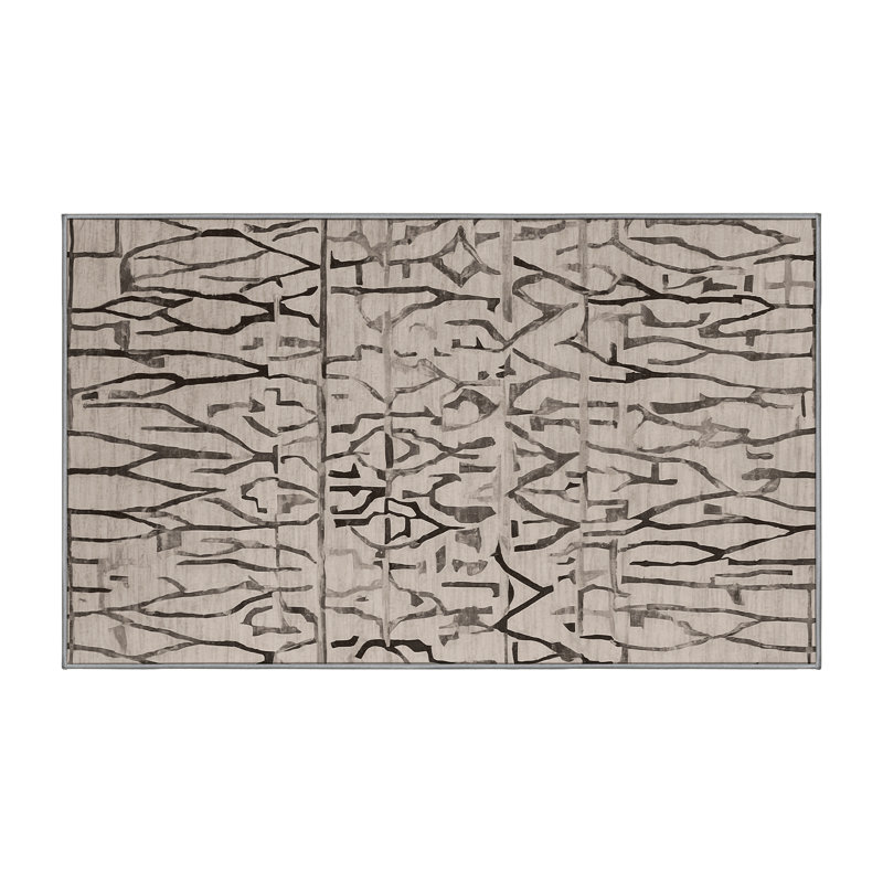 Tapis gris lavable à la machine, Rectangle 5 pi x 8 pi
