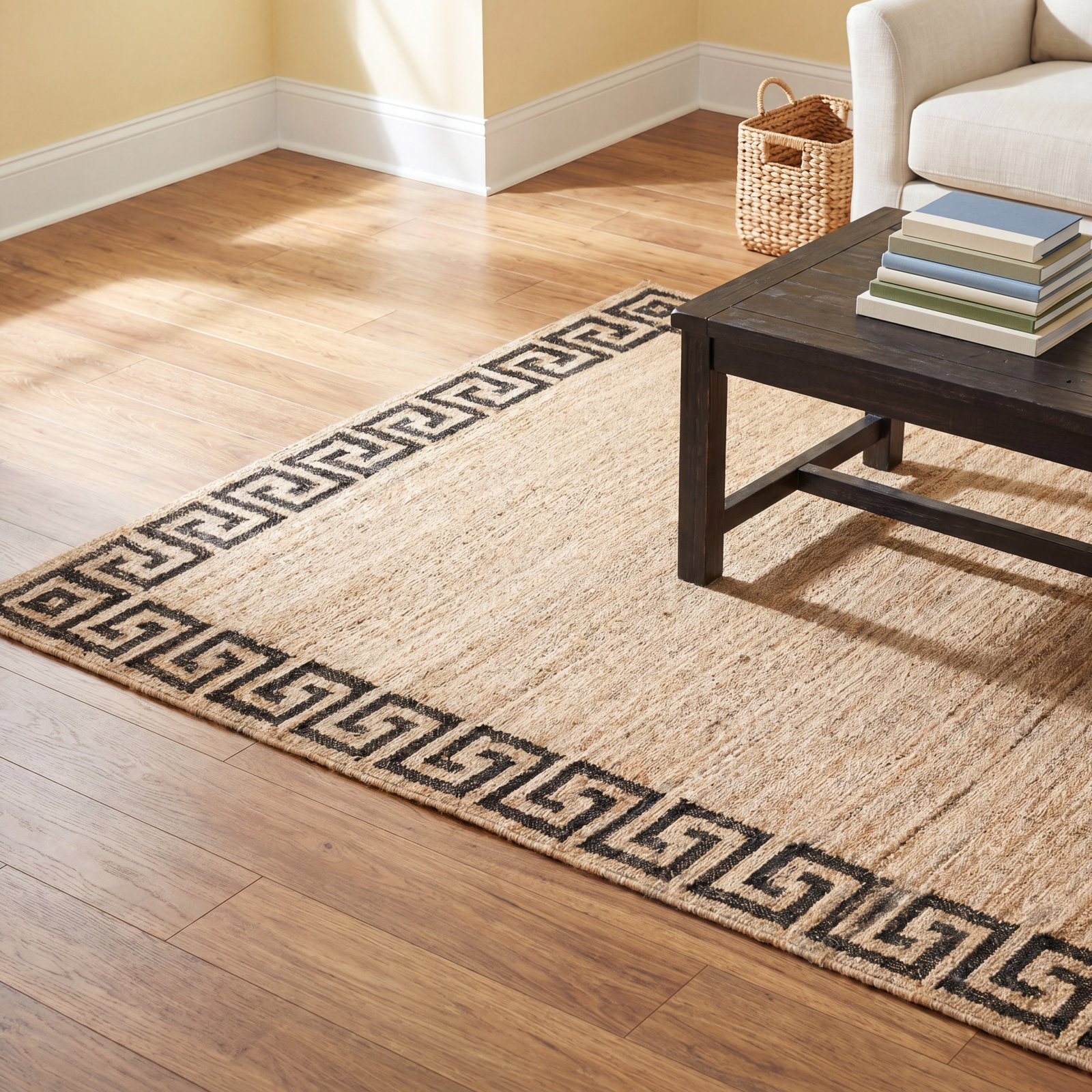 Orchard Brown Hand-Woven Geometric Jute Rug, Rectangle 10' x 14'