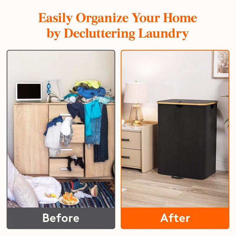 Bhargava Laundry Hamper with Handles, 69 x 53 x 40, Black