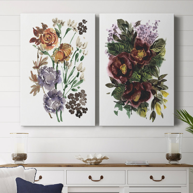 «Garden Bouquets» - Toile tendue avec châssis de qualité supérieure - Prêt à accrocher, H 36 po x l 48 po