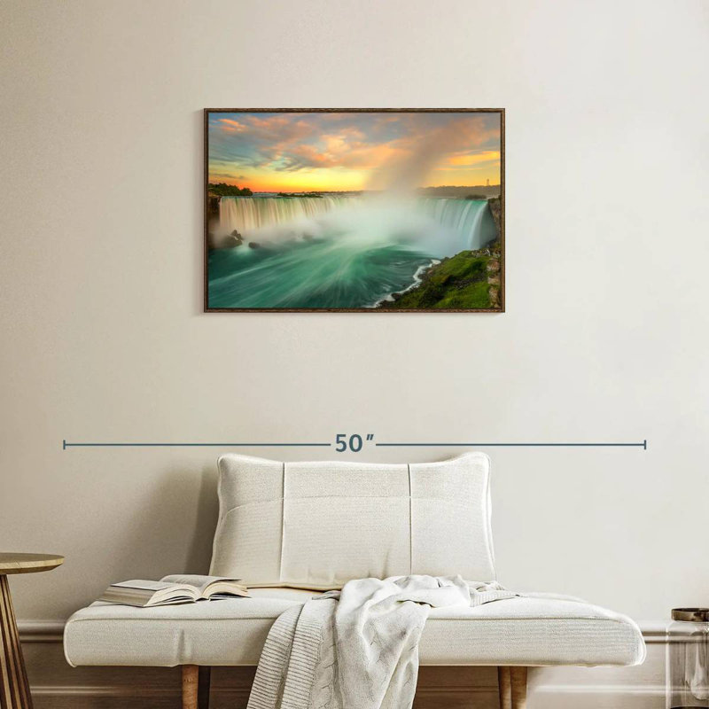 Paysage des chutes du Niagara, Cadre flottant noyer, 31 po x 21 po