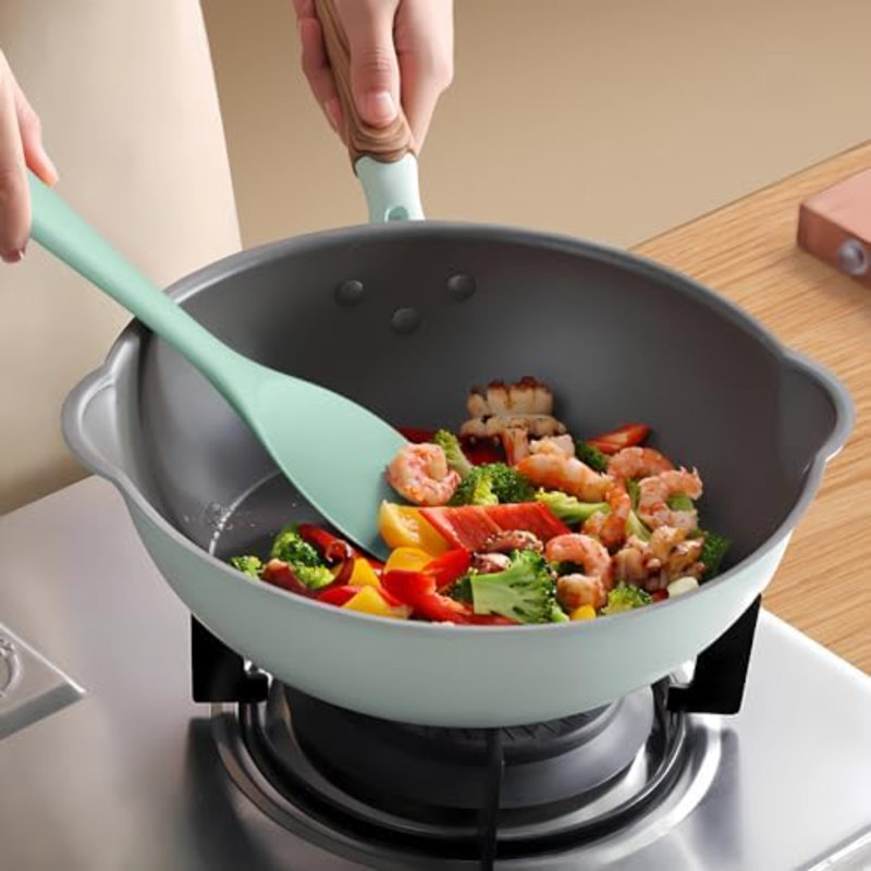 Ensemble d'ustensiles de cuisine en silicone résistant à la chaleur jusqu'à 230 °C (446 °F) : spatule, cuillère, accessoires et outils pour la cuisine antiadhésive. Compatible lave-vaisselle, sans BPA (multicolore).