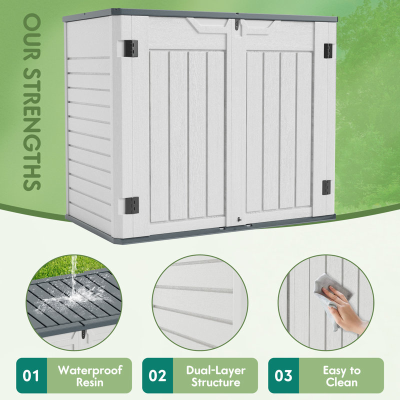 4 ft. W x 2 ft. D Resin Horizontal Garbage Shed