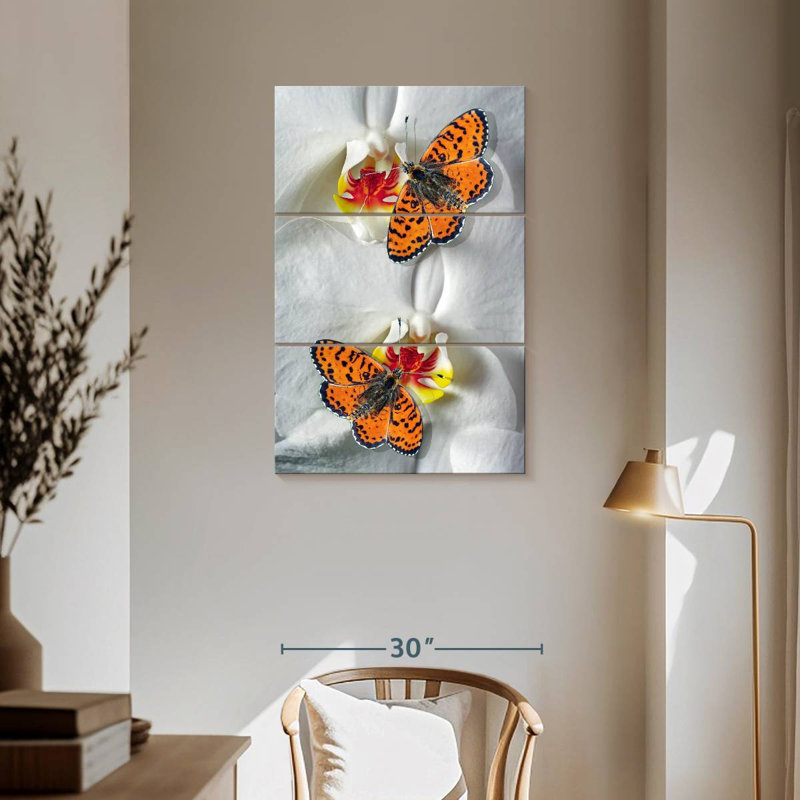 Duo papillon orange Brampt, H 57 po x l 36 po