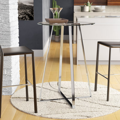Cniya Round Glass Top Metal Base Dining Table