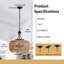 Lustres en rotin 19 po tissés à la main, luminaire suspendu 5 lumières Boho Coastal
